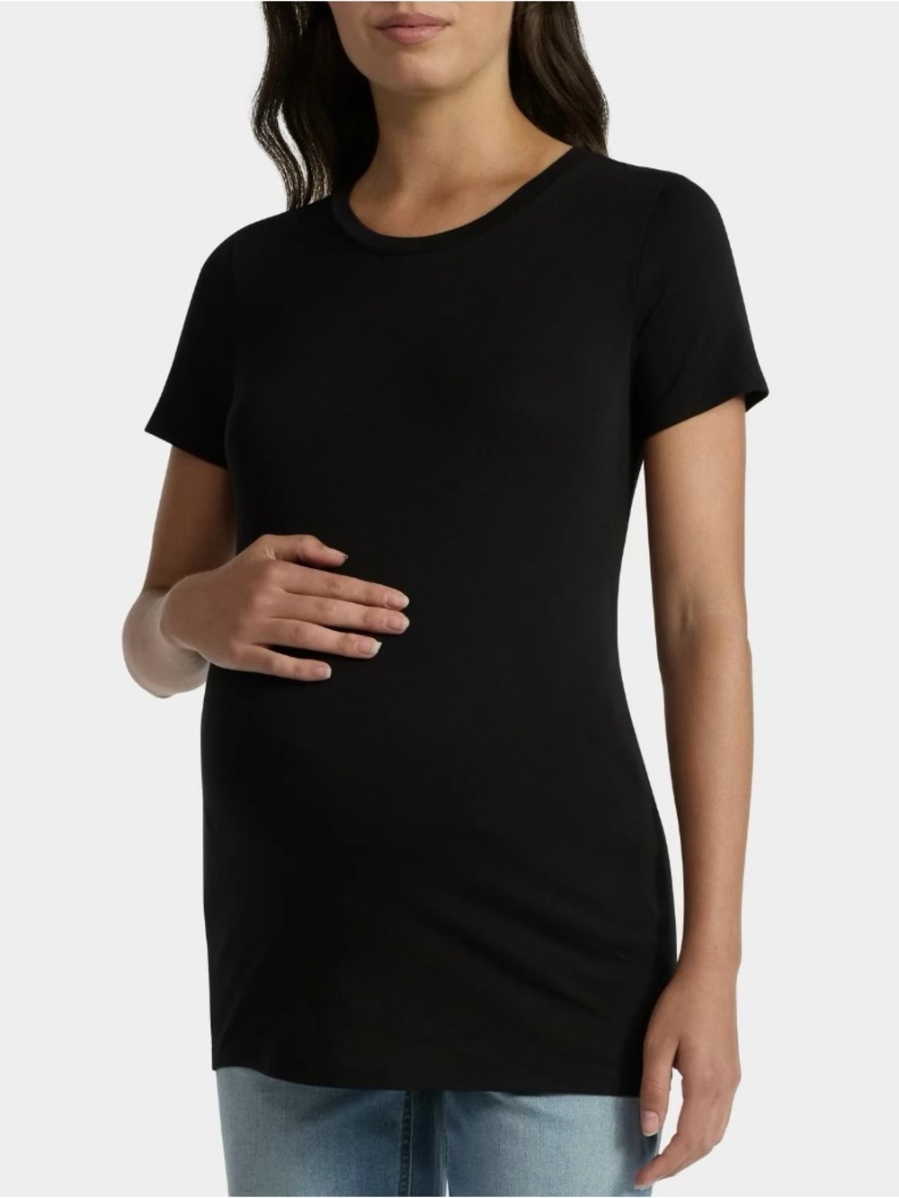 Maternity Non Shirred Tee with Short Sleeves